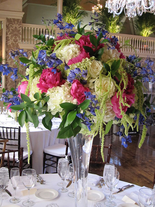 Bold Pink and Green and Blue: Merion Cricket Club, Tish Long Wedding Flowers