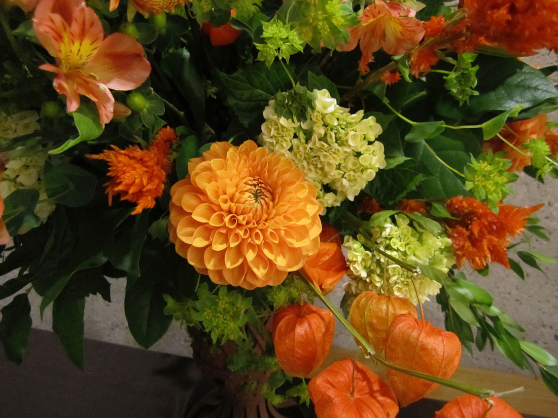 Orange and Green: Barnes Foundation, Tish Long Wedding Flowers