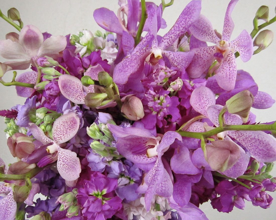Purple Orchid Bouquets: Private Home, Tish Long Wedding Flowers